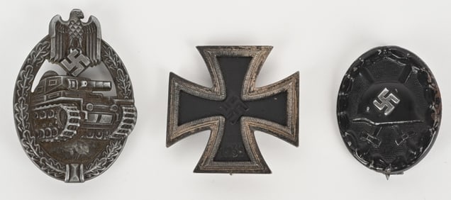 WWII NAZI GERMAN MEDAL LOT PANZER BADGE EK1 WOUND