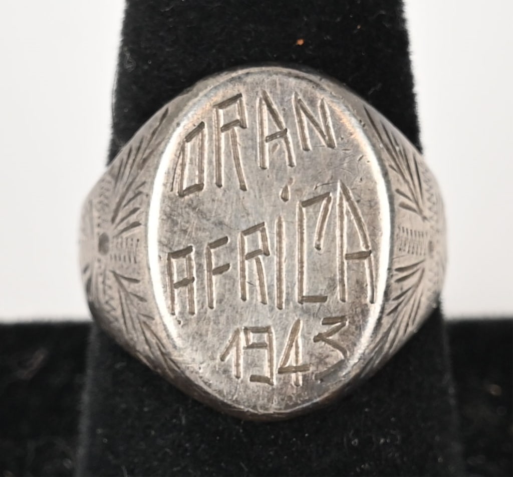 WWII NAZI GERMAN DAK AFRIKA KORPS RING 1943 WW2: WWII German DAK ring dated 1943 and to the center Oran Africa 1943. Roughly a size 7 3/4. Excellent.