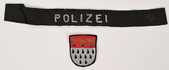 WWII NAZI GERMAN POLIZEI CUFFTITLE & CITY SHIELD