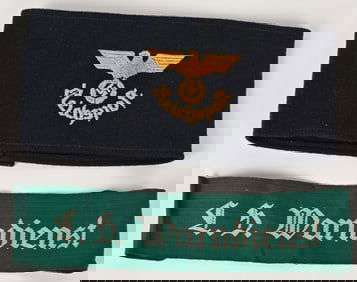 WWII NAZI GERMAN REICHSPOST & LUFTSCHUTZ ARMBAND