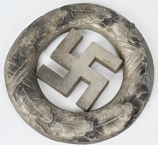 WWII NAZI GERMAN LARGE ALUMINUM WREATH & SWASTIKA
