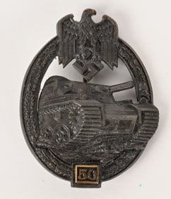 WWII GERMAN NAZI 50 PANZER ASSAULT BADGE By GB WW2