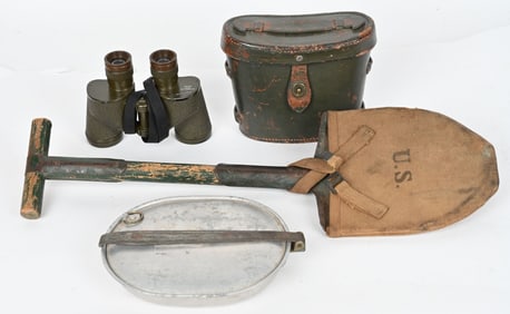 WW1 & WWII US FIELD GEAR LOT BINOCULARS T HANDLE