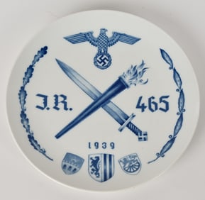 WWII NAZI GERMAN 465TH INFANTRY PLATE BY MEISSEN