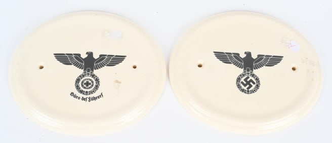 WWII NAZI GERMAN PORCELAIN DOOR SIGNS WW2