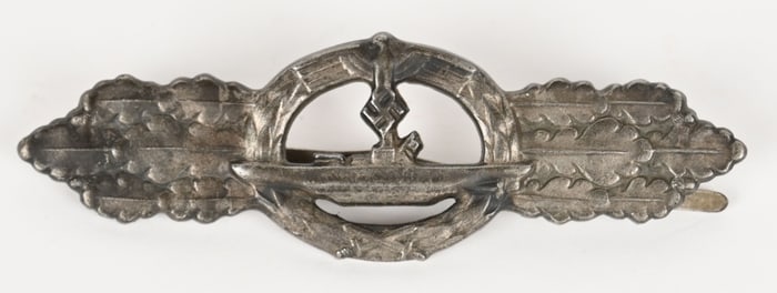 WWII NAZI GERMAN U BOAT COMBAT CLASP IN SILVER WW2
