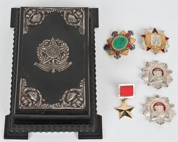 NORTH KOREA MEDAL LOT BRAZIL MEDAL BOX