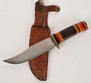 WWII US THEATER MADE FIGHTING KNIFE W SCABBARD WW2