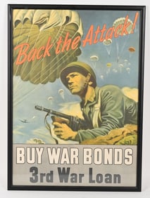 WWII US ARMY BACK THE ATTACK BUY WAR BONDS POSTER