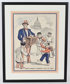 WWII UNCLE SAM & HITLER MONKEY POSTER WW2
