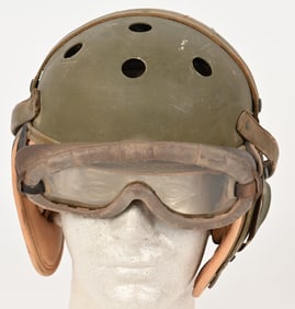 WWII US M38 LEATHER TANKER HELMET BY RAWLINGS WW2