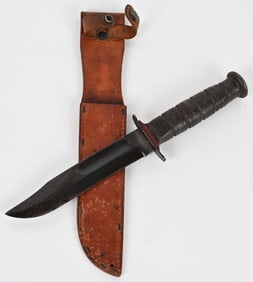WWII KA-BAR USMC FIGHTING KNIFE W SHEATH WW2