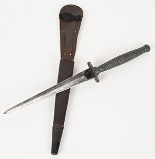 WWII BRITISH SYKES FAIRBAIRN FIGHTING KNIFE WW2: Rare World War II era British Fairbairn Sykes commando fighting knife made from a Bayonet often referred as X-Daggers. Blade with light wear and is well marked and the blade is slightly longer than th