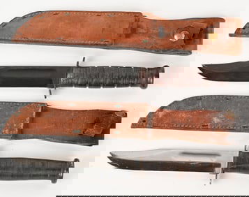 WWII USMC USN MKII KABAR FIGHTING KNIFE LOT WW2
