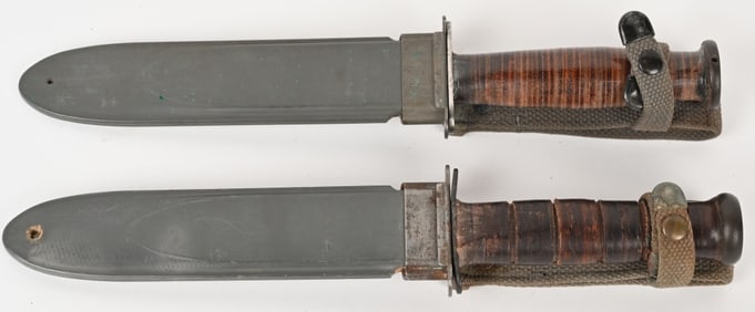 WWII USN MKII KABAR FIGHTING KNIFE LOT W SCABBARDS