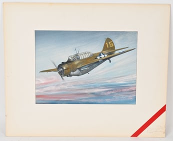 WWII US AIR CORPS NORTH AMERICAN 0-47A PAINTING