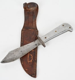 WWII US THEATER MADE COMBAT KNIFE W SCABBARD WW2