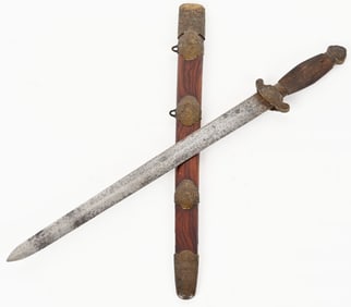 EARLY CHINESE JIAN SHORT SWORD W SCABBARD