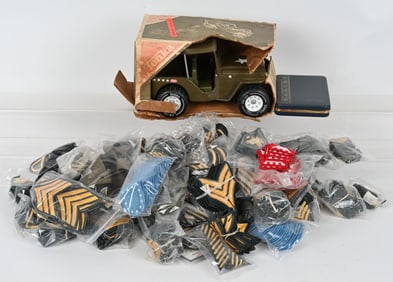TONKA TOY ARMY JEEP w/ BOX & MILITARY PATCHES