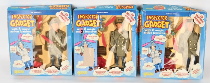 3- 1983 GALOOB INSPECTOR GADGET ACTION DOLLS MIB
