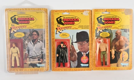 3- 1982 KENNER INDIANA JONES ACTION FIGURES MOC