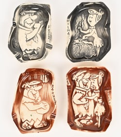 4- 1961 FLINTSTONES ARROW HOUSEWARE ASH TRAYS