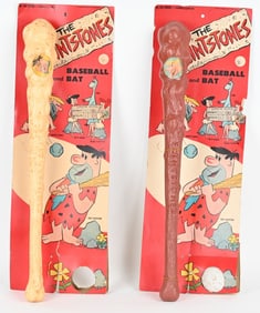 2- EMPIRE FLINTSTONE BASEBALL BATS w/ CARDS