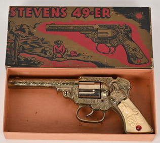 STEVENS 49-ER REVOLVER CAP GUN w/ BOX