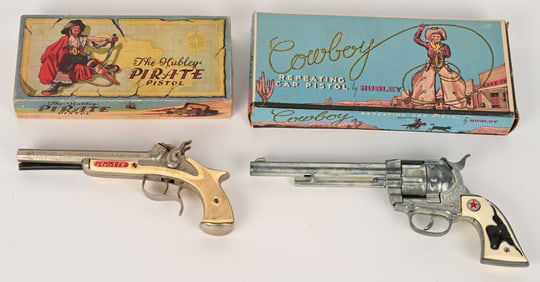 HUBLEY PIRATE PISTOL & COWBOY REVOLVER w/ BOX