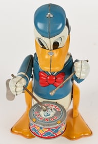 LINEMAR Tin Windup DONALD DUCK DRUMMER