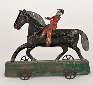 FALLOWS HORSE WITH RIDER ON PLATFORM