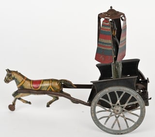 RICO SPAIN TIN WINDUP UMBRELLA MAN ON HORSE CART