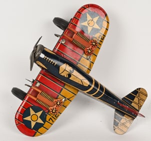 MARX TIN WINDUP SPARKLING US ARMY PLANE