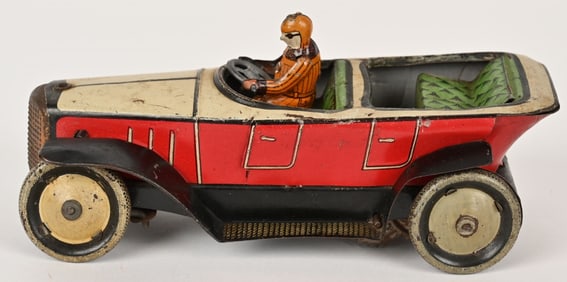 GERMAN TIN WINDUP G&K ROADSTER w/ DRIVER