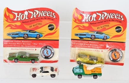 4-VINTAGE HOTWHEELS RED LINES, 2 IN BLISTER PACKS