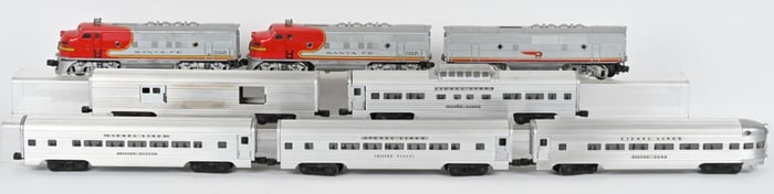 LIONEL #2343 SANTA FE ABA & 5 ALUMINUM CARS