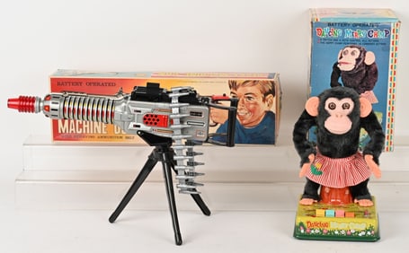 JAPAN BATTERY OP MACHINE GUN & DANCING CHIMP