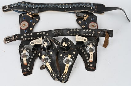 3- HOPALONG CASSIDY CAP GUN & HOLSTER SETS