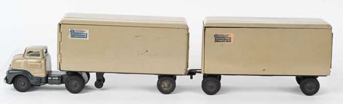 JAPAN TIN FRICTION SEMI TRUCK & 2 TRAILERS