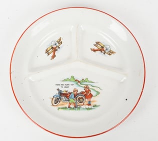 Aichi Seitasho CHILDS PLATE w/ ANTIQUE MOTORCYCLE