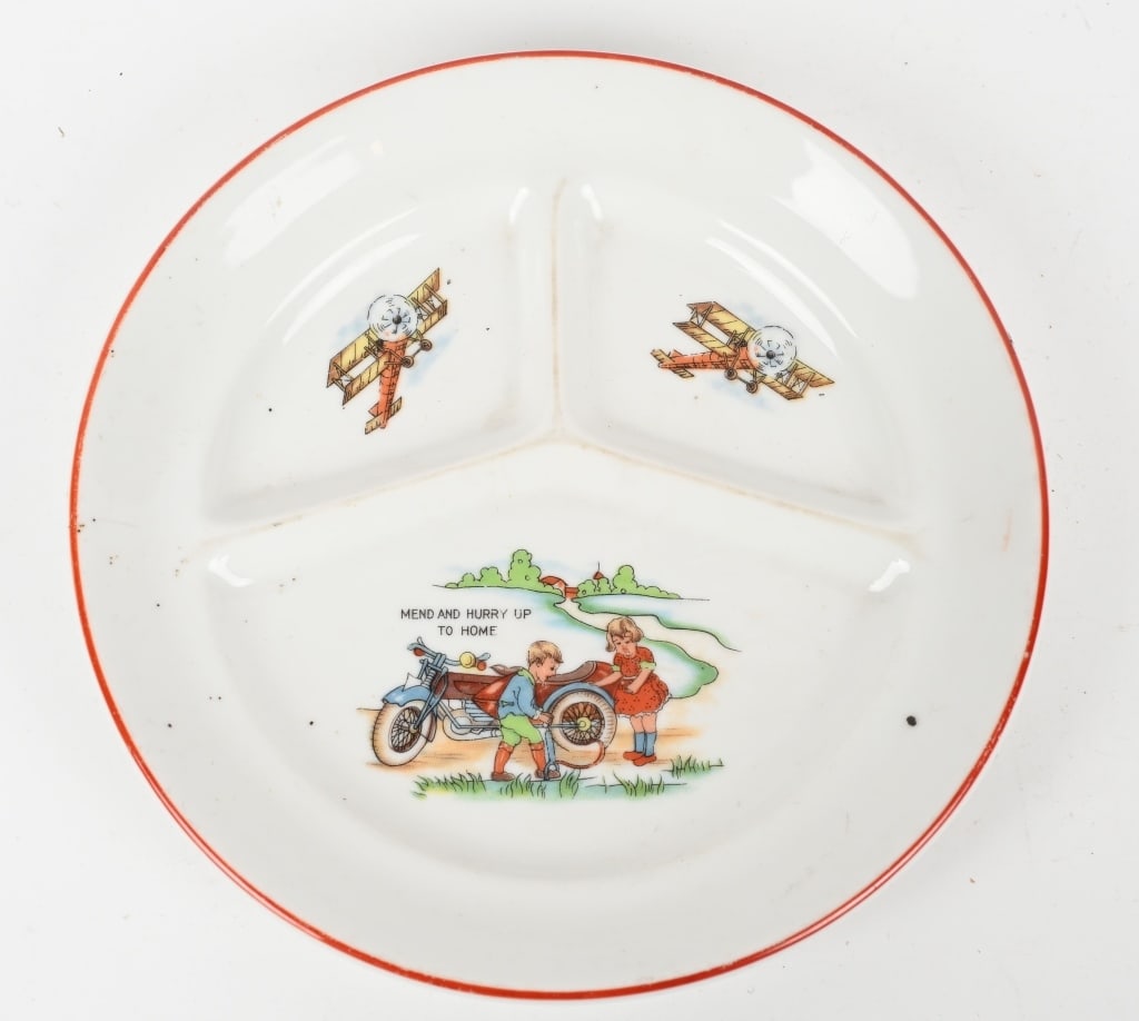 Aichi Seitasho CHILDS PLATE w/ ANTIQUE MOTORCYCLE (1 of 3)