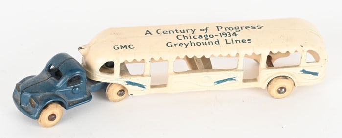 7" ARCADE CAST IRON 1934 CHICAGO WORLDS FAIR BUS