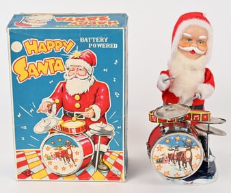 JAPAN BATTERY OP HAPPY SANTA DRUMMER w/ BOX
