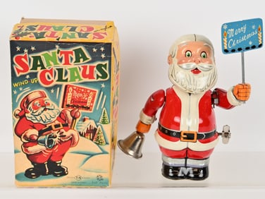 JAPAN TN TIN WINDUP SANTA CLAUS w/ BOX