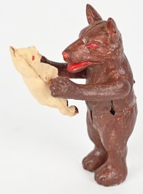 JAPAN CELLULOID WINDUP FOX & DOG