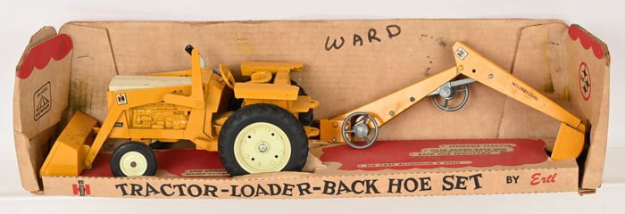 ERTL IH TRACTOR LOADER BACK HOE SET w/ BOX