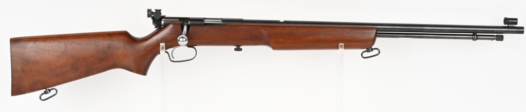 WARDS WESTERN FIELD MODEL 47-L BOLT ACTION 22.: SERIAL NUMBER: N.S.N. BARREL: 24" CALIBER: 22 S. L. LR. MANUFACTURED: 1965-1972. Metal is blue steel with hooded front sight and Lyman target peep rear sight. Stock is hardwood with oil finish and met