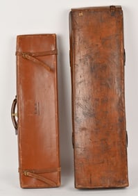LOT OF (2) VINTAGE LEATHER TRUNK GUN CASES