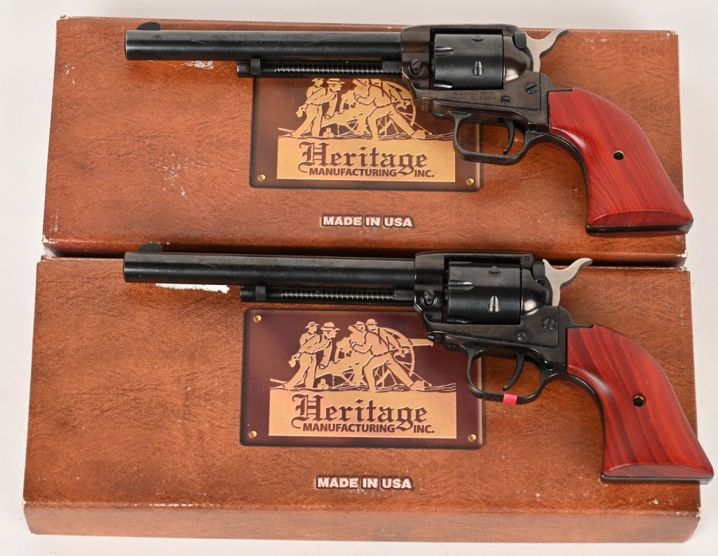 LOT OF (2) HERITAGE ROUGH RIDER REVOLVERS: LOT OF (2) A.S.M. 1847 BLACK POWDER L PISTOLS For making tin cans dance in the back yard, pinging steel, or controlling pests and varmints around the farm, nothing beats the low-cost, high-adrenaline 
