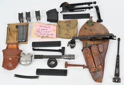 LOT OF SPARE PARTS, MAGS, CLIPS & POUCHES